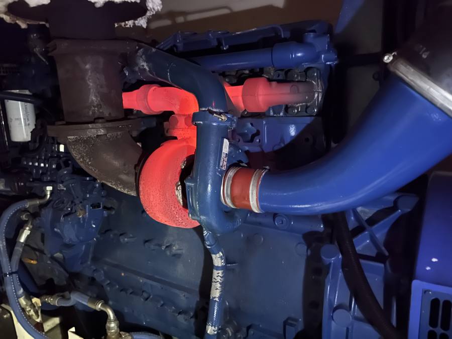 Exhaust manifold and turbocharger glowing red during a sustained run