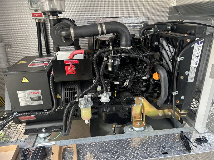 Newly installed generating set inside its enclosure
